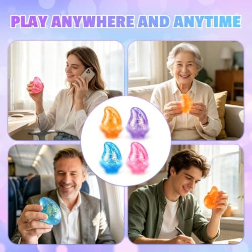 Drop Squishy Stress Balls,Raindrop Squishy Cube Squishies Anxiety Stress Relief Ice Squishy Malt Balls,Soft Sensory Calming Toys for Kids Teens, Party Favors & Classroom Prizes for Kids - Orange — view 6