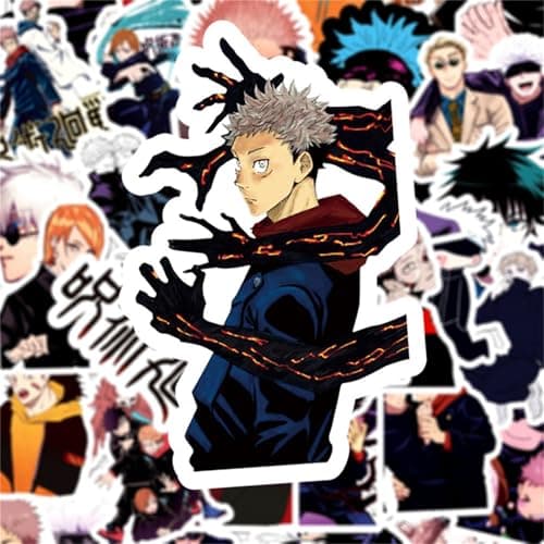 50Pcs Manga Jujutsu Kaisen Stickers Mixed Pack Hot Cartoon Anime Stickers Decorative Sticker for Kids Teens Adults Waterproof Sticker for Water Bottle Laptop (Zs) — view 3