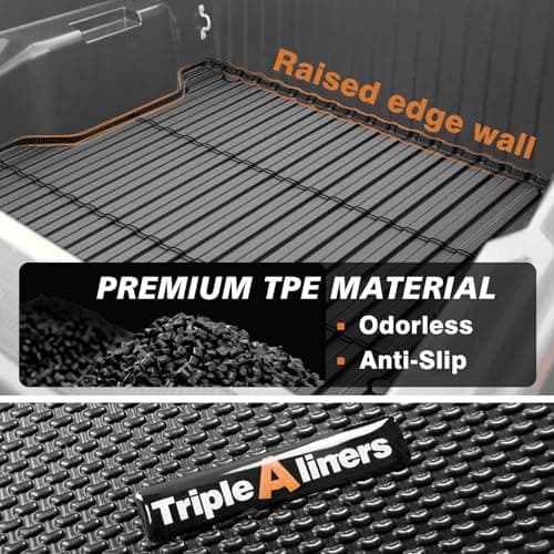 TripleAliners Truck Bed Mat Compatible with 2024 Toyota Tacoma Accessories 5FT Vehicle Bed Mat Perfectly Flush All Weather Protection TPE Heavy Duty Pickup Car Bed Cargo Mat — view 4