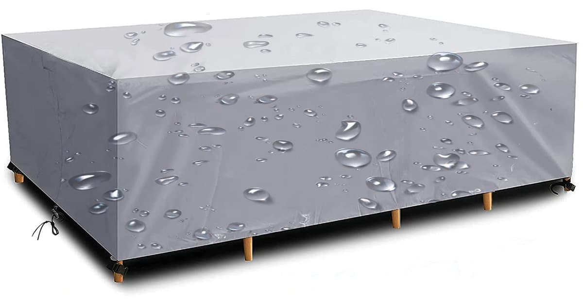 Funda Mesa Jardin Impermeable Varios tamaños 420D Oxford Rectangular Cubre Mueble Jardin Funda Impermeable Anti-UV Resitente al Polvo para Muebles de Exterior sillas mesas Plata 220x110x75cm