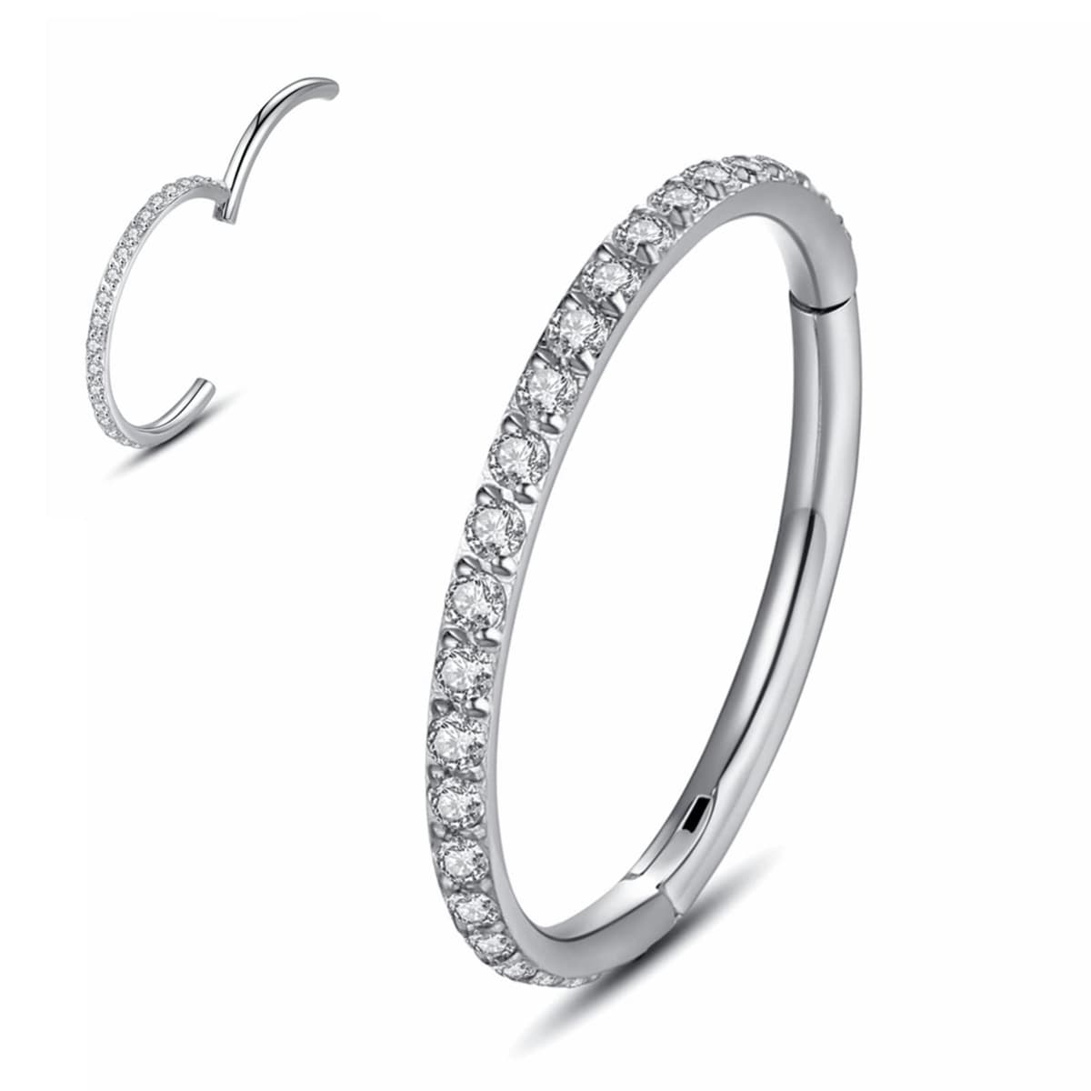 Yrogcu 20G 18G 16G 14G Single/Double Hoop Stainless-Steel Seamless-Hinged-Piercing Segment-Clicker Nose-Ring-Hoop : Diameter 6mm 8mm 10mm 12mm Cartilage Earrings — view 21