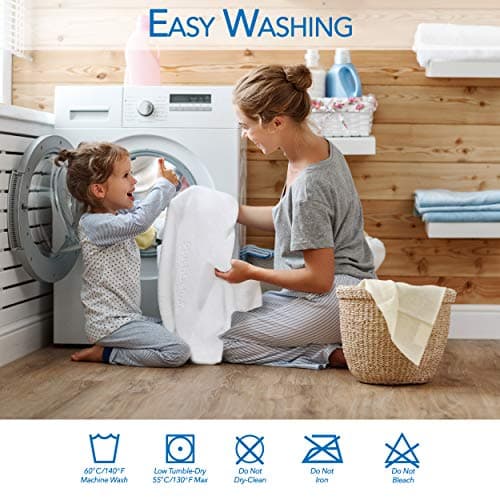 PlushDeluxe Premium Bamboo Mattress Protector – Full Size, Waterproof, & Ultra Soft Breathable Noiseless Washable Bed Mattress Cover for Comfort & Protection - White — view 4