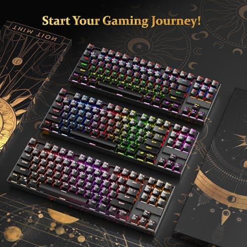 Redragon K552P Mechanical Gaming Keyboard TKL with 18 Backlight Modes, Hot-Swappable Blue Switches, 87-Key Compact Ergonomic Design, N-Key Rollover & Software Programmable Macro - RGB, Black — view 7