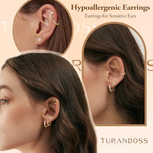 Turandoss 8 airs Gold Hoop Earrings for Women Trendy — view 4