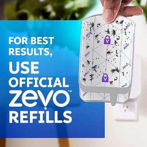 Zevo Flying Insect Traps - Plug-in Indoor Fly Trap and Bug Light Trap Refill with Blue and UV Light - No-Mess Cartridge for House Flies, Fruit Fly Trap and Gnats (2 Plug-in Bases and 2 Cartridges) — view 3