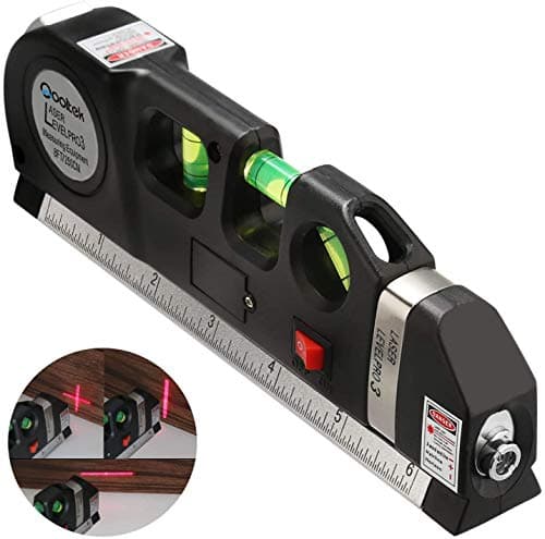 Laser Level Multi Tool, Multipurpose Cross Line Laser Leveler Kit Tools with Metric Rulers 8ft/2.5M for Hanging Pictures Cabinets Tile Curtains Walls by Qooltek — view 3