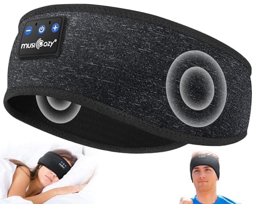 MUSICOZY Sleep Headphones Bluetooth Headband, Wireless Music Sleeping Headphones Sleep Mask Earbuds IPX6 Waterproof for Side Sleepers Workout Running Insomnia Travel Yoga Cool Tech Gadgets Unique Gift