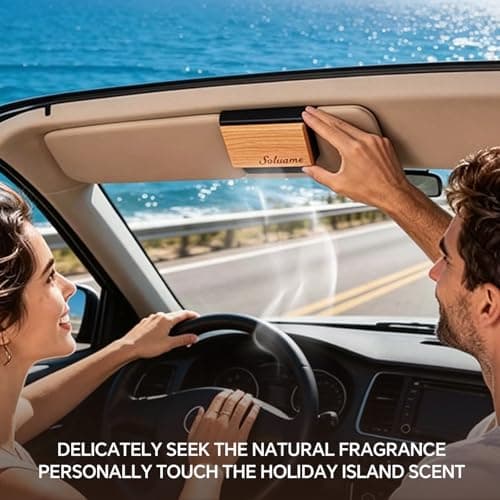 Car Air Freshener, Natural Wood Air Freshener Long Lasting, Car Air Freshener Diffuser with Metal Clip, Magnetic Auto Accessories, Car Odor Eliminator Variety Scent Refill (Teak - Coconut - Amber) — view 2