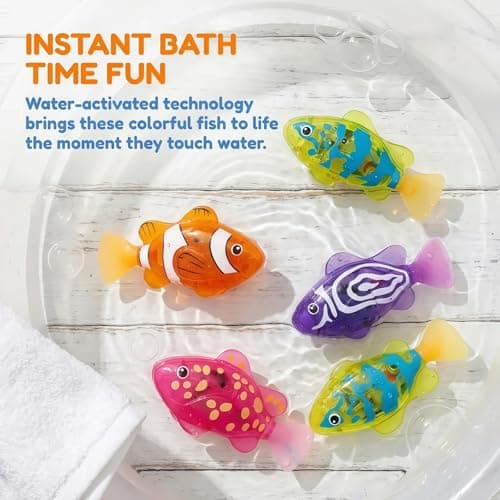 Magic Water-Activated Glowing Robot Swimming Fish, Neon Robottic Fish with Motorized Motion, Interactive Waterproof for Bath, Pool, and Aquarium Fun (Mix, 4pcs) — view 4
