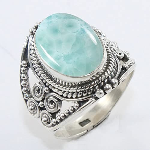 Fine Sterling Silver Ring For Womens Genuine Larimar Ring Sterling Silver Statement Ring Blue Gemstone Ring — view 2