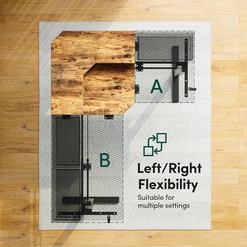 FEZIBO L Shaped Electric Standing Desk, 63x48 inch Large with Drawers | Reversible Tabletop, 2 Memory Height Settings | Home Office & Gaming Height-Adjustable Table, Rustic Brown（2 Packages） — view 7