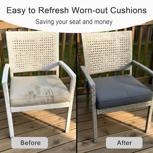 NettyPro Patio Cushion Covers Replacement Set 4 Water Repellent UV Resistant Outdoor Chair Seat Cushion Slipcover with Zipper and Tie, 24 x 22 x 4 Inch, Grey — view 5
