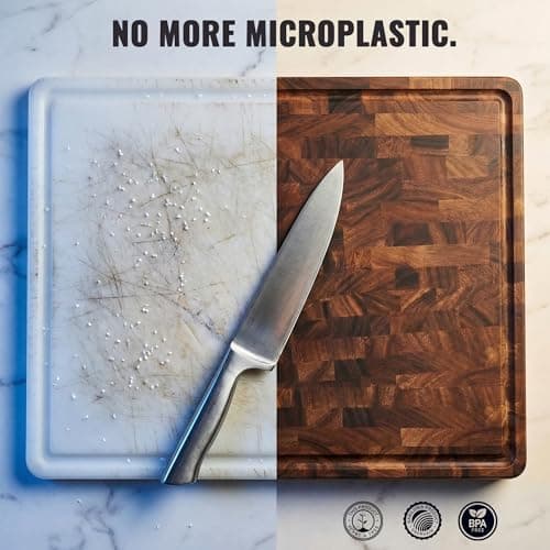 Babilonia Walnut Cutting Board, Professional and Heavy Duty Non Toxic Wood Chopping Board, Wooden Charcuterie Boards & Butcher Block with Handles (Oil Bottle Included) — view 3