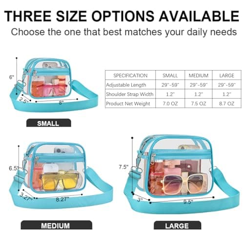 Clear Bag for Stadium Events Clear Sports Fan Handbags Purses with Adjustbale Strap for Concerts Festivals Game Day