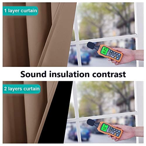 NICETOWN 100% Blackout Curtain for Windows, Noise Reduction and Privacy Curtain for Patio Door, Black Lined Blackout Drape with Grommet Top, Cappuccino, 1 PC, W52 x L84 — view 2