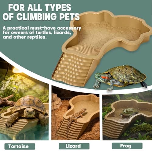 Yharnamite Large Reptile Bath Pool with Ramp, Reptile Feeding Dish Water Bowl for Turtles, Lizards, Snakes, Geckos & Bearded Dragons — view 4