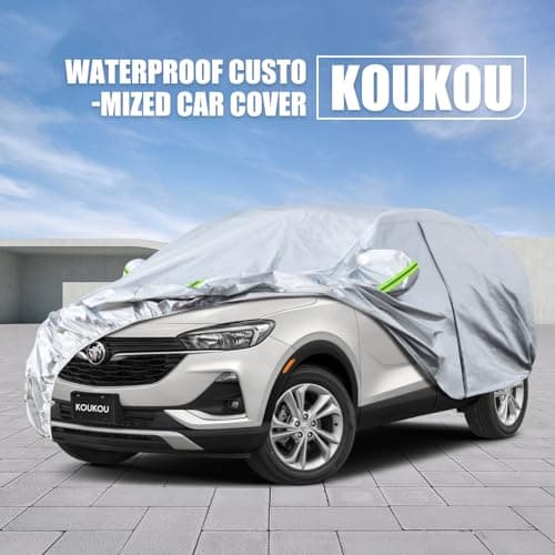 Koukou SUV Car Cover Custom Fit Buick Encore/Encore GX from 2012 to 2025, Waterproof Car Cover All Weather for Automobiles Outdoor Indoor with Zipper Door, Sun Rain Dust Snow Protection. — view 6