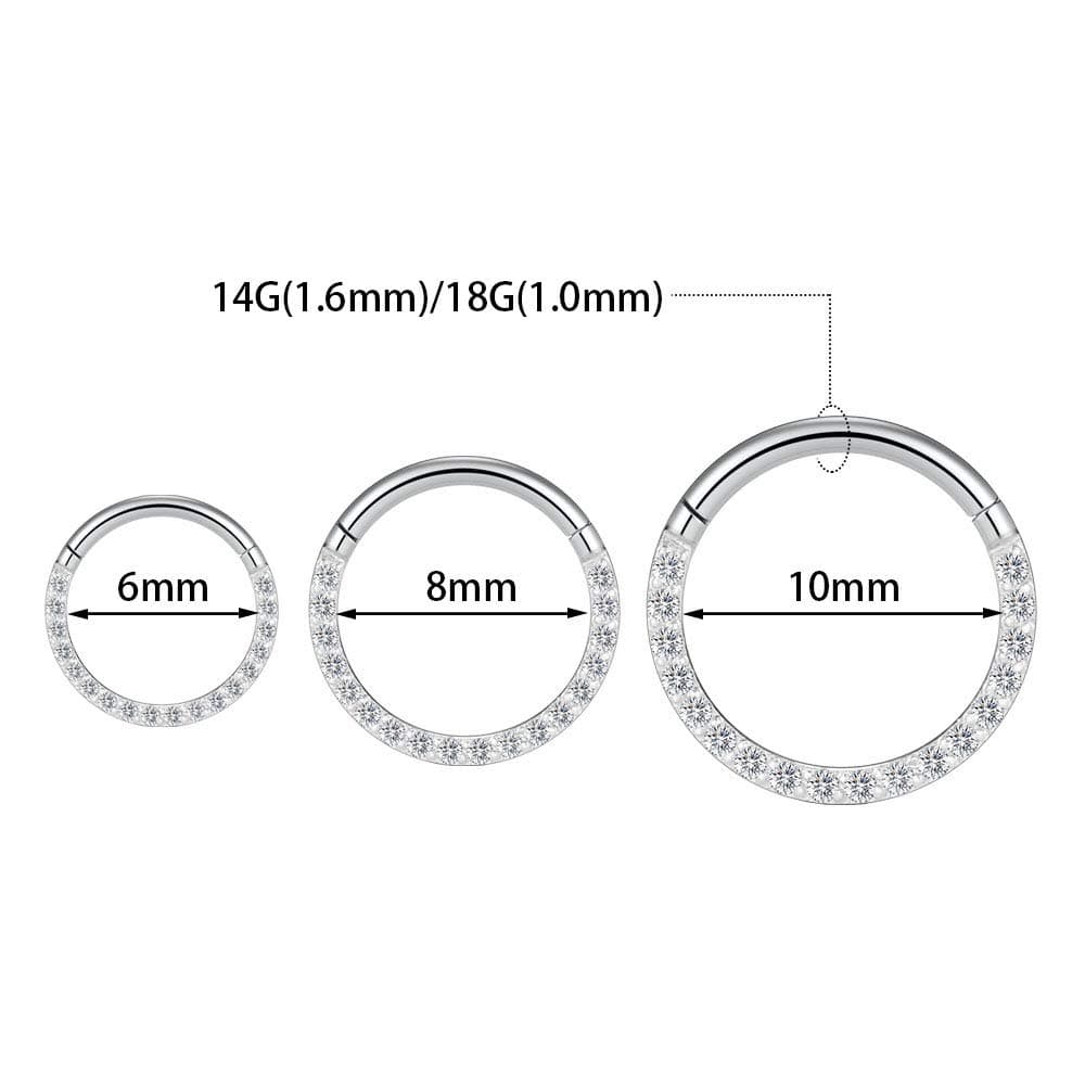 hengkaixuan CZ Opal Septum Jewellery Daith Ring Conch Hoop Seamless Clicker Ring Surgical Steel Rook Tragus Conch Piercing Jewellery Small Hoop Earring Nose Hoop Ring — view 2