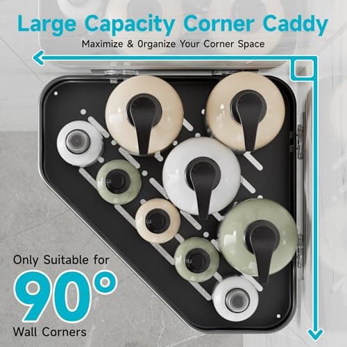 Veken Aluminum Corner Shower Caddy 4-Pack, Never Rust, No Drilling Adhesive Shelves, Stainless Rack with Soap Holder, Bathroom Organizers and Storage, Wall-Mounted Kitchen & Home Decor, Grey — view 3