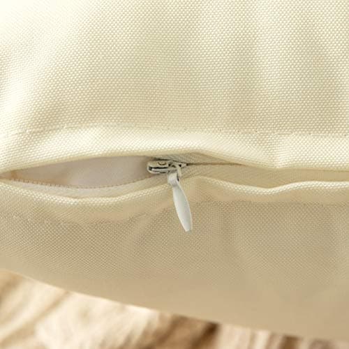 MIULEE Pack of 4 Decorative Outdoor Waterproof Pillow Covers Square Garden Cushion Cases PU Coating Throw Pillow Cover Shell for Tent Park Couch 18x18 Inch Beige — view 2