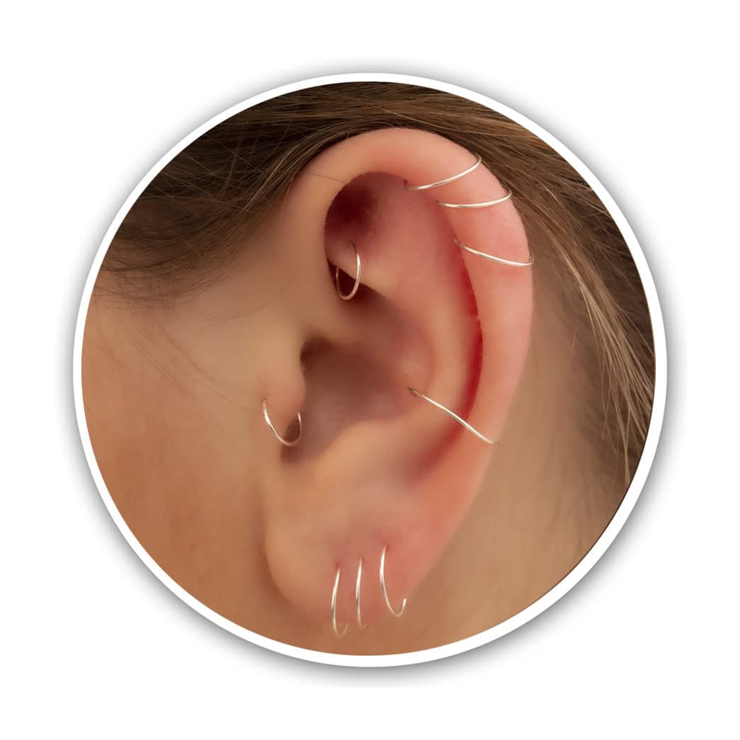 Small Cartilage Hoop Sterling Silver Huggie Hoop Earrings for Women Cartilage Nose Helix Tragus (Silver, 6mm 24 gauge / 1 pair)