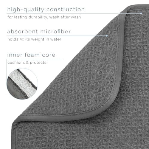 S&T INC. Dish Drying Mat XL, 18” x 24”, Absorbent Microfiber Kitchen Counter Mat, Dish Drying Pad for Dishes, Utensils, Pots and Pans, Extra Large, Charcoal — view 2