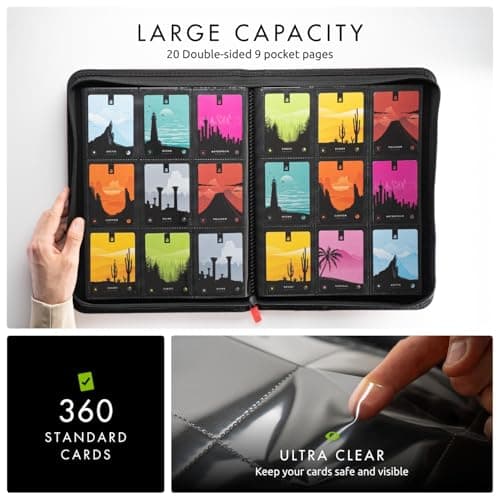 Vault X 9 Pocket Zip Binder, 360 Cards, Exo-Tec Material, 20 Side-Loading Pages (Red) — view 2