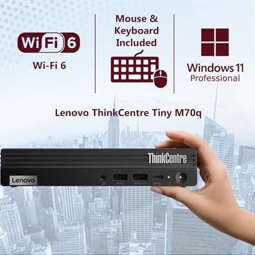 Lenovo ThinkCentre Tiny M70q Intel 10-Core i5-14400T (Beat i7-13700T), 16GB DDR5 RAM, 512GB NVMe SSD, WiFi 6, Bluetooth, RJ-45, DP Port, HDMI, Win 11 Pro, AI Business Desktop, 3 Yr Wty — view 3