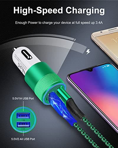 Dual Port Car Phone Charger, [2Pack] 3.4a Fast Charge USB Cargador Carro