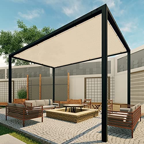 Patio Paradise 7' x 15' Sun Shade Cloth with Grommets Rectangle Shade Sail Straight Edge, Outdoor Patio Shade Canopy Pergola Cover UV Block Fabric for Backyard Deck Garden Activities, Beige