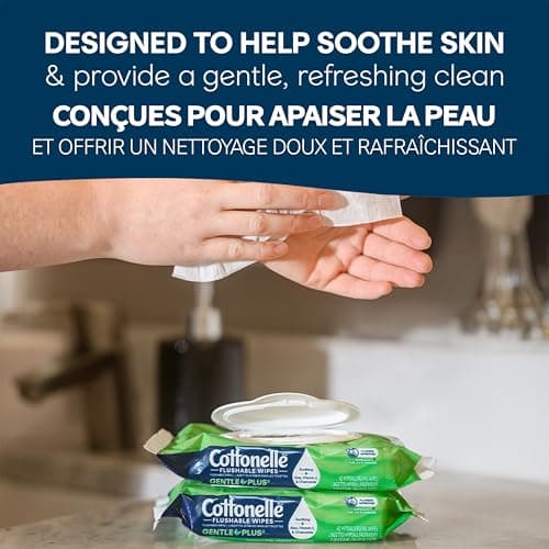 Cottonelle GentlePlus Flushable Wet Wipes with Aloe & Vitamin E, Adult Wet Wipes, 1 Flip-Top Pack, 42 Wipes per Pack (42 Total Flushable Wipes) — view 2