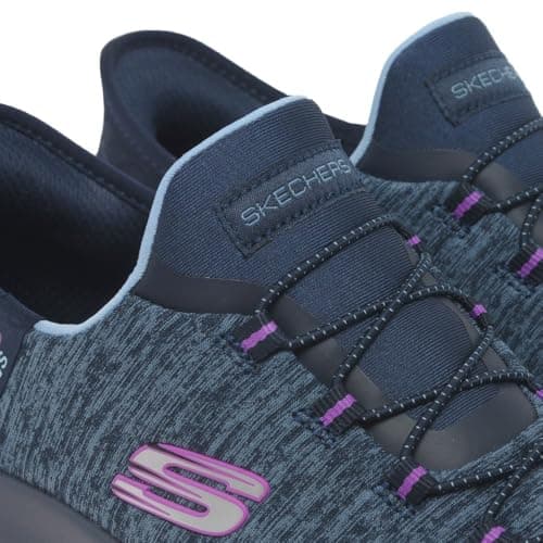 Skechers Women's Summits Hands-Free Slip-Ins – Memory Foam Insole, Heel Pillow, Vegan Materials Sneaker, Navy Purple, 5