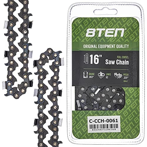 8TEN Full Chisel Chainsaw Chain 16 Inch .063 .325 62DL for Stihl 025 MS 230 241 250 251 (1 Pack)