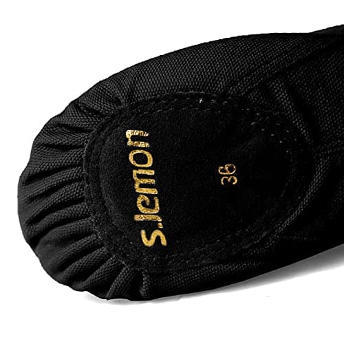 s.lemon Ballet Shoe,Cotton Canvas Split Sole Yoga Gymnastics Ballet Dance Slipper for Kids Women SF Black 36 — view 5