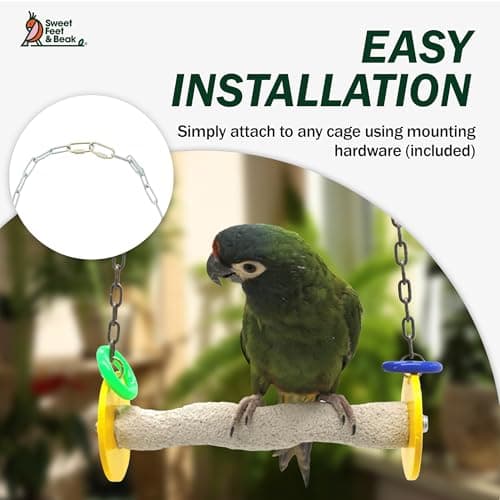 Sweet Feet and Beak Roll Bird Swing - Perch Bird Toys Trims Nails and Beaks, Safe and Non-Toxic Bird Cage Accessories for Small and Large Birds, Swinging Toys Birds Will Love, XL 11 Inches — view 5