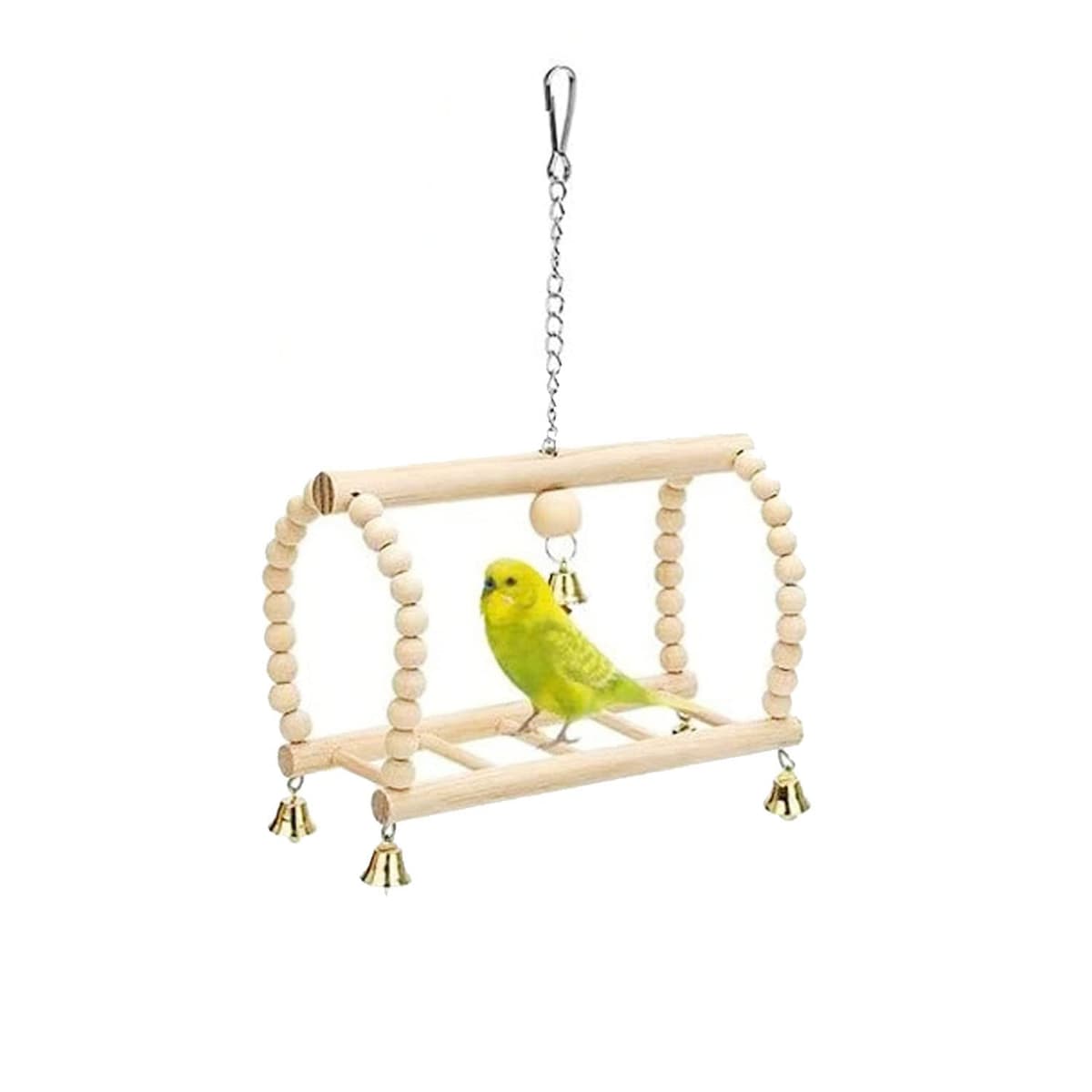 Allazone 14 Pz Juguetes para Pájaros, Escalera de Madera, Pájaros Juguetes con Campanas Que Cuelga la Perca Juguete para Pequeños y Medianos Loros de Aves — view 6