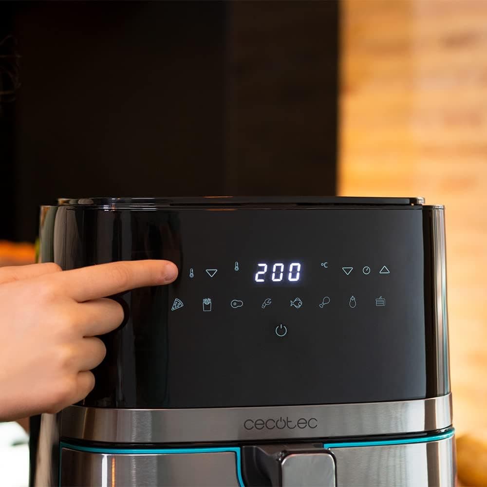 Cecotec Freidora sin Aceite de 5,5 L de Aire Caliente Cecofry Full InoxBlack 5500 Pro. 1700 W, Dietética y Digital, Panel Táctil, Acabados en Acero Inox, Tecnología PerfectCook, Termostato, 8 Modos — view 5
