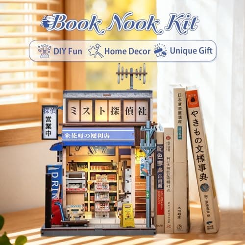 CUTEBEE Book Nook Kit - DIY Miniature House Japanese Detective Convenience Store, Dollhouse Booknook for Adults, Tiny House Bookshelf Decor 3D Wooden Puzzle Gifts (Beika-cho Convenience Store)