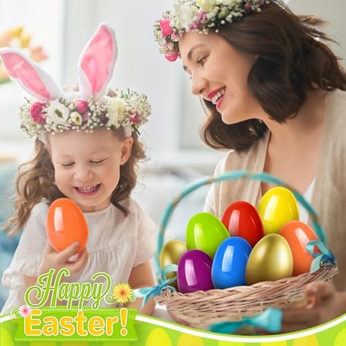 SpringFlower 3.5” Unfilled Easter Eggs, 36 pcs Colorful Egg Plus 1 Golden Egg, Empty Plastic Eggs Fillable with Candy, Treats, Presents for Toy Basket,Easter Decorations, Toy Egg Basket,Boys & Girls — view 6