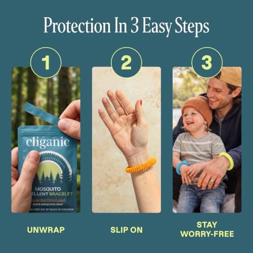 Cliganic 10 Pack Mosquito Repellent Bracelets for Adults & Kids - Natural DEET-Free Bands, Individually Wrapped — view 6