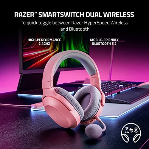 Razer Barracuda X Wireless Gaming & Mobile Headset (PC, PlayStation, Switch 2, Android, iOS): 2.4GHz Wireless + Bluetooth - Lightweight - 40mm Drivers - Detachable Mic - 50 Hr Battery - Quartz Pink