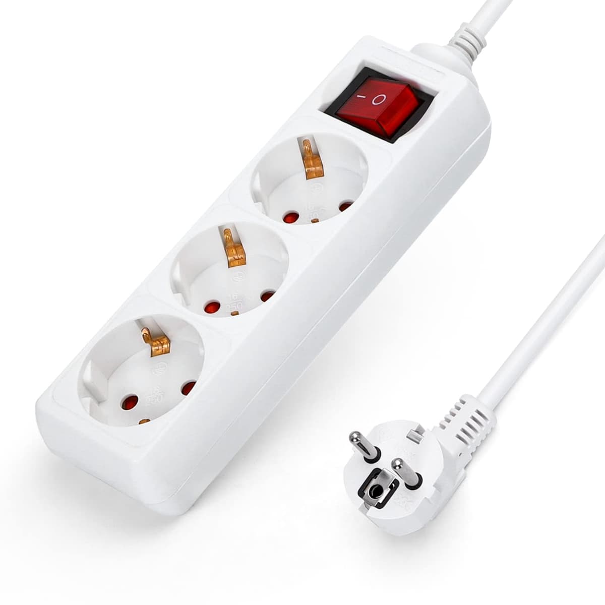 Aigostar Regleta alargador de 6 enchufes con Cable de 3 Metros e Interruptor. Color Blanco — view 10