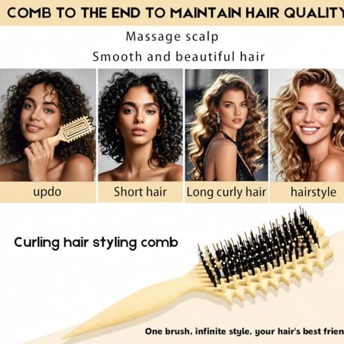 Curly Hair Brush Candybrush Curl Defining Brush for Detangling Shaping and Defining Curls for Women, Men, Wet & Dry Hair (Creamy Yellow) — view 5