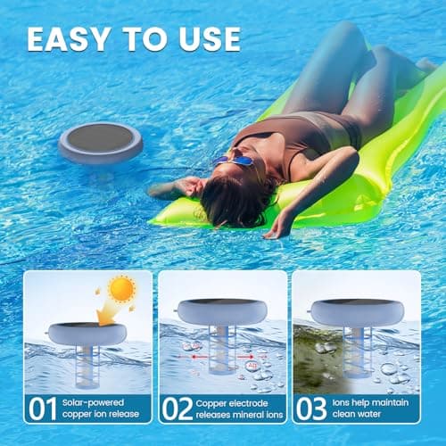 Solar Pool Ionizer, Floating Copper Ionizer for Pool Water Balance, up to 35,000 Gallons, 85% Less Chlorine, Ideal for Most Pool Types — view 3