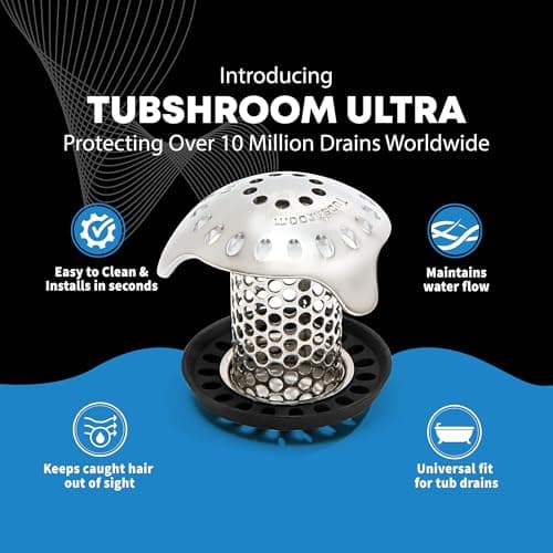 TubShroom Ultra Revolutionary Bath Tub Drain Protector Hair Catcher/Strainer/Snare Stainless Steel, 1-Pack, Silver — view 3