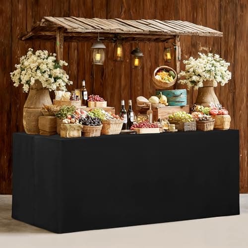 JIUZHEN Black Waterproof Polyester Table Cloth 2 Pack, Fitted Tablecloths for 6 Foot Tables, 72 x 30 Inch Rectangular Tablecloth for Events, Weddings, Parties, Banquets — view 5