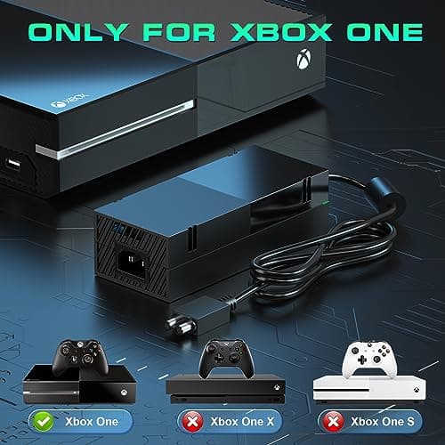Power Supply for Xbox One [Latest Version] Replacement Power Brick Power Box for Xbox one Adapter AC Power Cord Cable 100-240V Auto Voltage