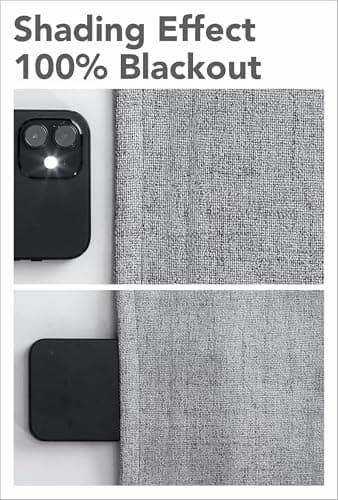 Home Beyond & HB design - Linen Look 100% Blackout Curtain Set 2 Panels - Thermal Insulated Room Window Curtains for Living Room Bedroom - (37 by 63 Inches, Grey) — view 4