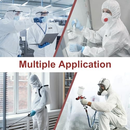 Hazmat Suit Disposable coveralls | Full Body Protective Suits in 7 Sizes with Multiple Specifications With Hood, X-Large, White, 1 — view 6