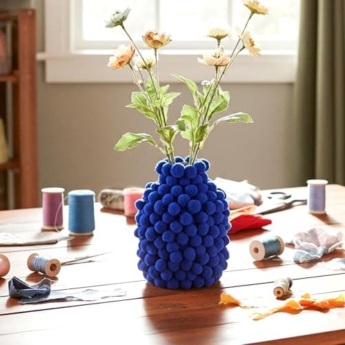Caydo [400 pcs] - 300 Pieces 1 Inch Blue Pompoms with 100pieces Wiggle Eyes Multicolor Arts and Crafts Pom Poms Balls for Kids DIY Art Creative Crafts Home Decorations — view 4